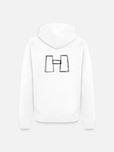 Fernglas handgezeichnet - Unisex Premium Bio Zip Hoodie - Weiß