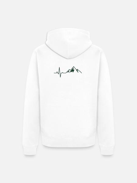 Berg-Heartbeat-Berge - Unisex Premium Bio Zip Hoodie - Weiß
