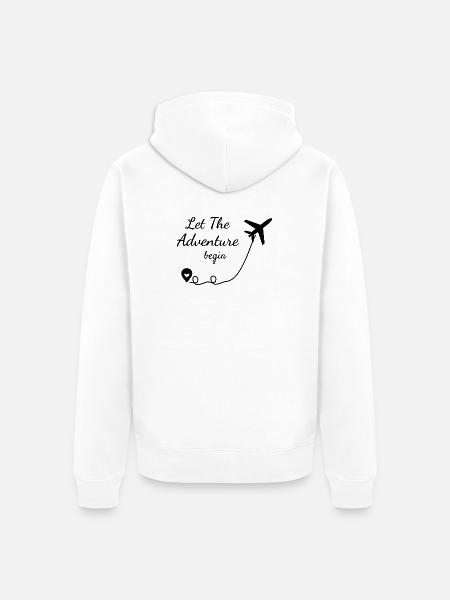 Reisen - Let The Adventure Begin - Reiselust - Unisex Premium Bio Zip Hoodie - Weiß