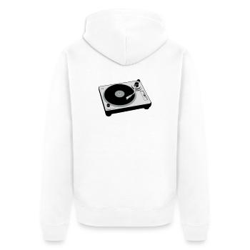Turntable - Unisex Premium Bio Zip Hoodie - Weiß - Hinten - Thijin (182cm)