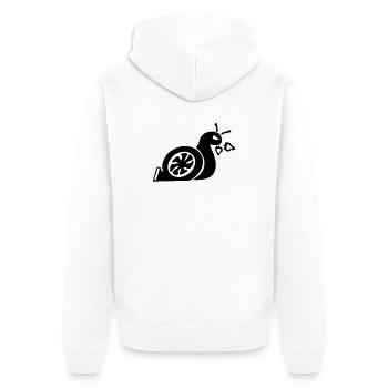 Turbo-Schnecken-Shirt - Unisex Premium Bio Zip Hoodie - Weiß - Hinten - Thijin (182cm)
