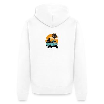 Coucher de soleil en tricycle - Veste à capuche bio Premium Unisexe - blanc - Dos - Thijin (182cm)