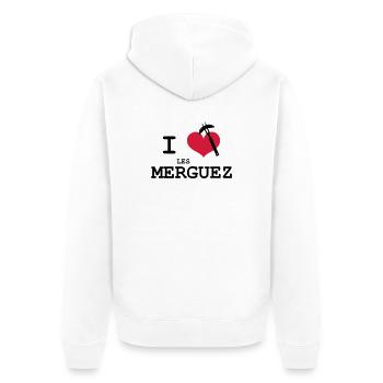 I Love les Merguez - Veste à capuche bio Premium Unisexe - blanc - Dos - Thijin (182cm)