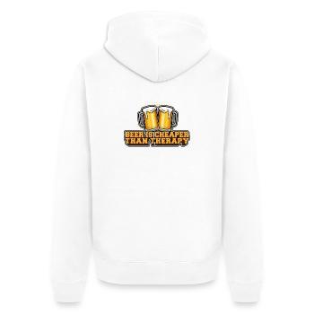 Bier ist billiger als eine Therapie - Unisex Premium Bio Zip Hoodie - Weiß - Hinten - Thijin (182cm)