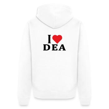 T-shirt J’adore Dea t-shirt idée cadeau - Veste à capuche bio Premium Unisexe - blanc - Dos - Thijin (182cm)