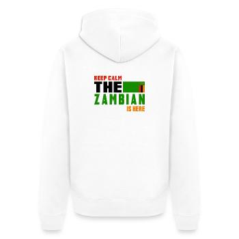 Keep Calm Sambia Flaggen Design - Unisex Premium Bio Zip Hoodie - Weiß - Hinten - Thijin (182cm)
