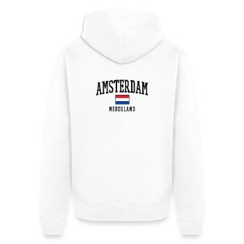 Amsterdam Netherlands Flag Art - Unisex Premium Organic Zip Hoodie - white - Back - Thijin (182cm)