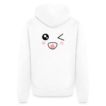 Visage Kawaii Drôle Cadeau - Veste à capuche bio Premium Unisexe - blanc - Dos - Thijin (182cm)