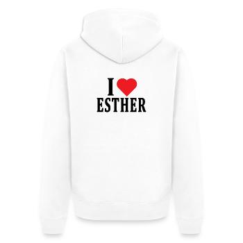t-shirt I love Esther t-shirt gift idea - Unisex Premium Organic Zip Hoodie - white - Back - Thijin (182cm)