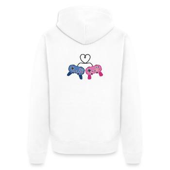 Gaming Gamer Paar Männer Frauen Valentinstag - Unisex Premium Bio Zip Hoodie - Weiß - Hinten - Thijin (182cm)