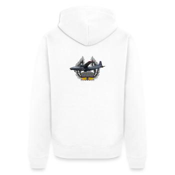 An-12 - Unisex Premium Bio Zip Hoodie - Weiß - Hinten - Thijin (182cm)