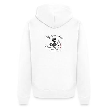 Schattenhafter Grim Reaper mit Sensenmotiv - Unisex Premium Bio Zip Hoodie - Weiß - Hinten - Thijin (182cm)