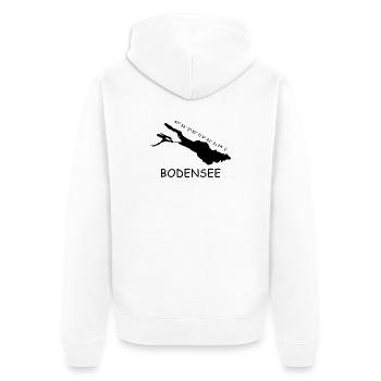 Bodensee Koordinaten - Unisex Premium Bio Zip Hoodie - Weiß - Hinten - Thijin (182cm)