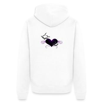 herzen, ranken, romantiker, gothic motiv - Unisex Premium Bio Zip Hoodie - Weiß - Hinten - Thijin (182cm)