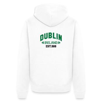 Dublin - Ireland - Unisex Premium Organic Zip Hoodie - white - Back - Thijin (182cm)
