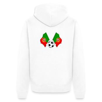 Zwei portugiesische Flaggen mit einem Fußball - Unisex Premium Bio Zip Hoodie - Weiß - Hinten - Thijin (182cm)