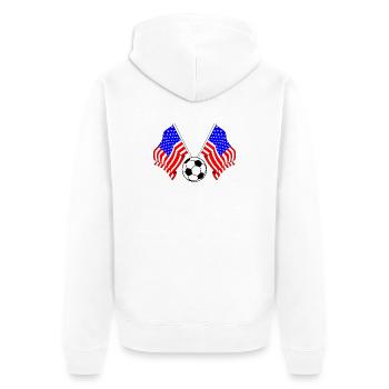 Zwei amerikanische Flaggen mit einem Fußball USA - Unisex Premium Bio Zip Hoodie - Weiß - Hinten - Thijin (182cm)