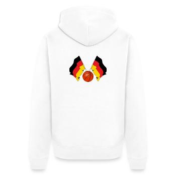 Zwei deutsche Fahnen gekreuzt Basketball Deutschland - Unisex Premium Bio Zip Hoodie - Weiß - Hinten - Thijin (182cm)