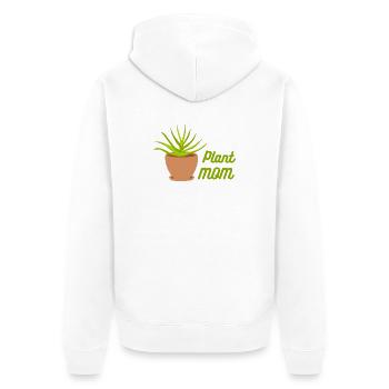 Plant Mom Aloe Pot Illustration - Unisex Premium Organic Zip Hoodie - white - Back - Thijin (182cm)