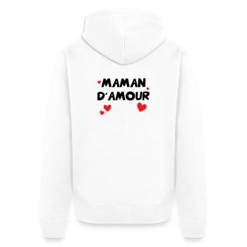 Maman d'Amour - Muttertag - Unisex Premium Bio Zip Hoodie - Weiß - Hinten - Thijin (182cm)