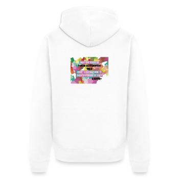 Who am I? LGBTQ+? - Unisex Premium Organic Zip Hoodie - white - Back - Thijin (182cm)