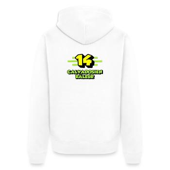 Complaining Calvadosian - Unisex Premium Organic Zip Hoodie - white - Back - Thijin (182cm)