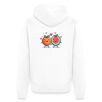 Fruchtige Leidenschaft, Liebe - Unisex Premium Bio Zip Hoodie - Weiß - Hinten - Thijin (182cm)