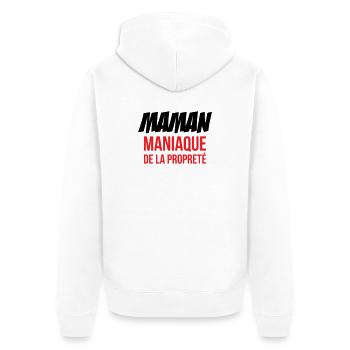 Maman maniaque de la propreté ! - Veste à capuche bio Premium Unisexe - blanc - Dos - Thijin (182cm)
