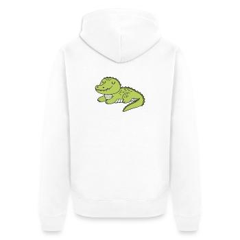 Krokodil - Unisex Premium Bio Zip Hoodie - Weiß - Hinten - Thijin (182cm)