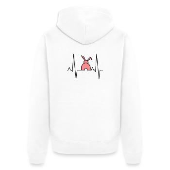 Verspieltes Häschen mit Herzen - Unisex Premium Bio Zip Hoodie - Weiß - Hinten - Thijin (182cm)