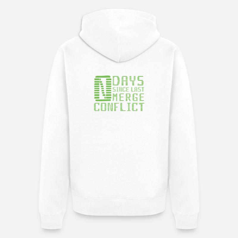 Merge Conflict Software Developer Entwickler Geek - Unisex Premium Bio Zip Hoodie - Weiß