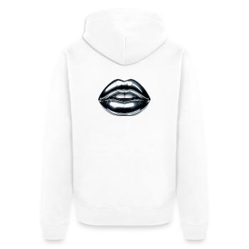 Chrome Kiss - Unisex Premium Bio Zip Hoodie - Weiß - Hinten - Thijin (182cm)