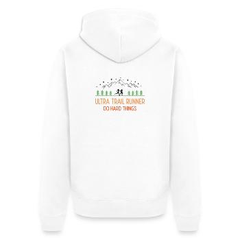 Ultra Trail Runner - Do Hard Things - Unisex Premium Organic Zip Hoodie - white - Back - Thijin (182cm)