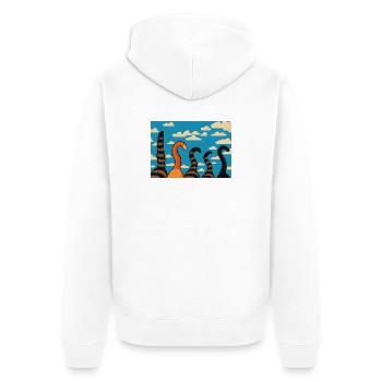 Cute Cat Tails Against Cloudy Sky - Unisex Premium Organic Zip Hoodie - white - Back - Thijin (182cm)