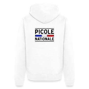 Picole Nationale nouveau design - Veste à capuche bio Premium Unisexe - blanc - Dos - Thijin (182cm)