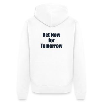 Motive for Action for Tomorrow - Unisex Premium Organic Zip Hoodie - white - Back - Thijin (182cm)