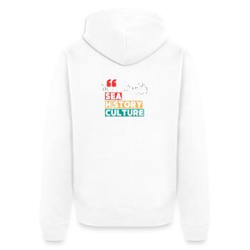 Geschichte - Unisex Premium Bio Zip Hoodie - Weiß - Hinten - Thijin (182cm)