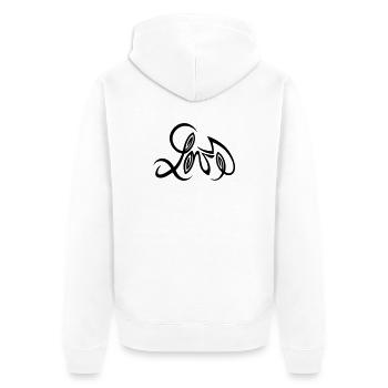 Love Design von Cean - Unisex Premium Bio Zip Hoodie - Weiß - Hinten - Thijin (182cm)