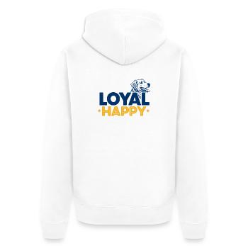 Happy Loyal Hund Tier Typografie - Unisex Premium Bio Zip Hoodie - Weiß - Hinten - Thijin (182cm)