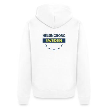 Hellsingborg blau-gelbes Stadtschild - Unisex Premium Bio Zip Hoodie - Weiß - Hinten - Thijin (182cm)