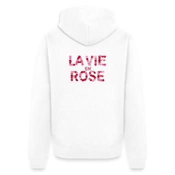 La Vie en Rose - Unisex Premium Bio Zip Hoodie - Weiß - Hinten - Thijin (182cm)