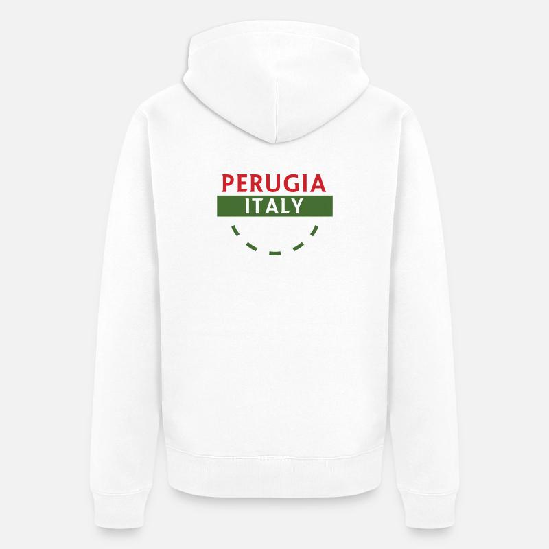Badge de voyage Perugia Italia - Veste à capuche bio Premium Unisexe - blanc