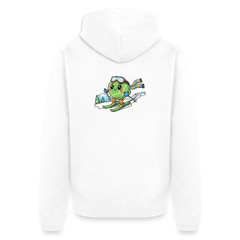 Skiing Watermelon Kawaii Winter Sports Fun - Unisex Premium Organic Zip Hoodie - white - Back - Thijin (182cm)