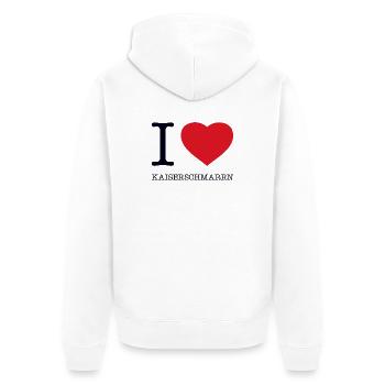I love Kaiserschmarrn - Unisex Premium Bio Zip Hoodie - Weiß - Hinten - Thijin (182cm)