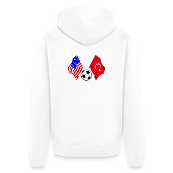 Fußball Türkei gegen USA - Unisex Premium Bio Zip Hoodie - Weiß - Hinten - Thijin (182cm)