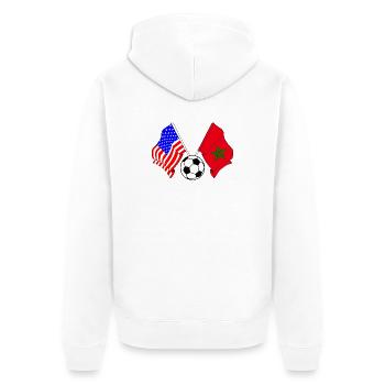 Fußball Marokko gegen USA - Unisex Premium Bio Zip Hoodie - Weiß - Hinten - Thijin (182cm)