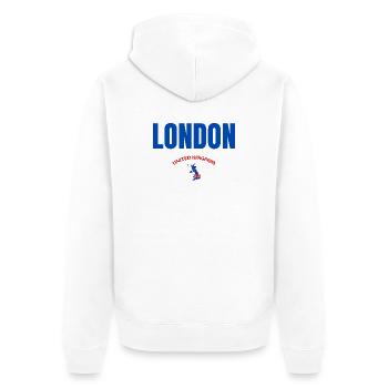 Londres – Royaume-Uni Design urbain - Veste à capuche bio Premium Unisexe - blanc - Dos - Thijin (182cm)