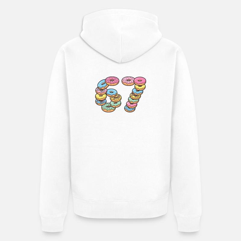 Pastel Donut Stack 67 Pattern - Unisex Premium Organic Zip Hoodie - white