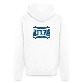 Kiel Stadium West Stand Hoodie, Hat, Mug - Unisex Premium Organic Zip Hoodie - white - Back - Thijin (182cm)
