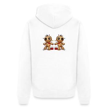 Voodoo Puppe mit Nadeln - Unisex Premium Bio Zip Hoodie - Weiß - Hinten - Thijin (182cm)